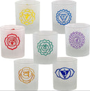 Candle Holder, Glass Etched Chakra