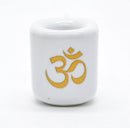 Candle Holder, Porcelain OHM-White/Gold