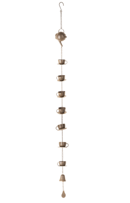 Chime, Teapot & Teacups Iron 66in. Rain Chain with Bell