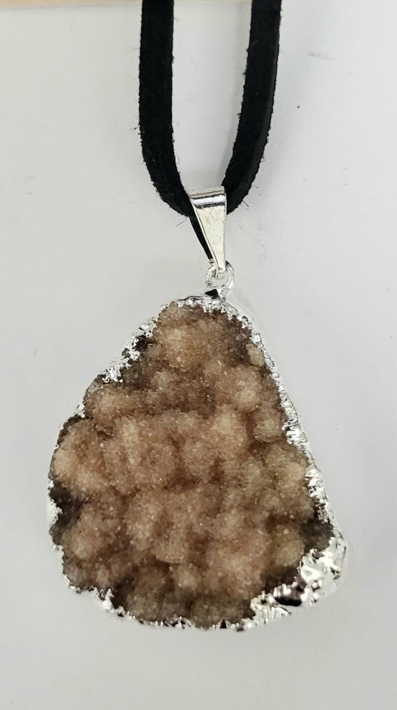 Necklace, Citrine Cluster on Black Cord