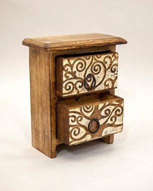 Box, Celtic Tree w-2 Drawers &  Metal Accents 8 x 6.5in.