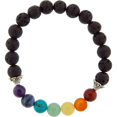 Bracelet, 7 Chakra w/Lava Stone Beads