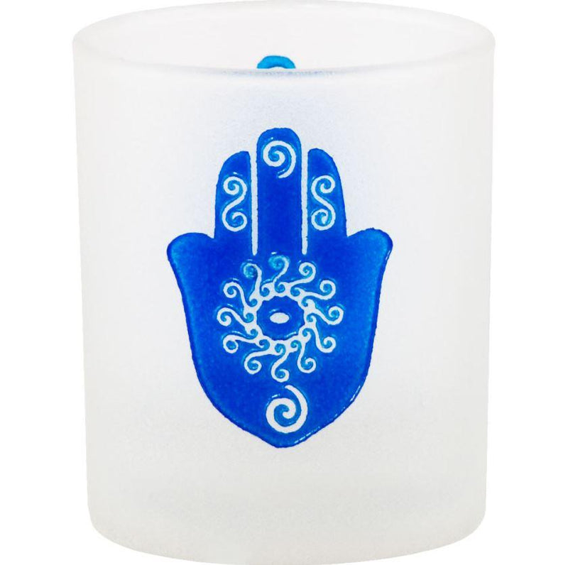 Candle Holder, Etched Glass Votive- Fatima Hand - ForHeavenSake