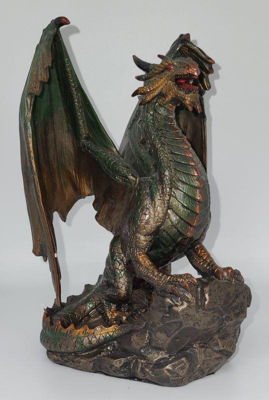 Dragon, Bronze on Rock 8.5in. T.