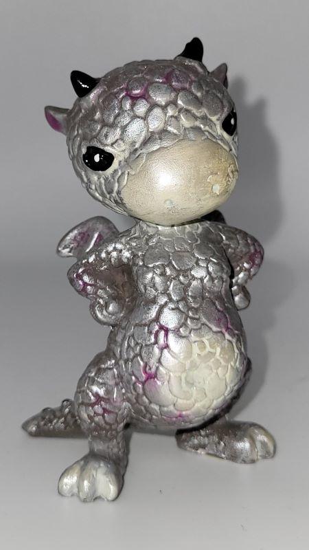 Dragon, Surly Silver w-White Belly Hands on Hips 3.5in. T.