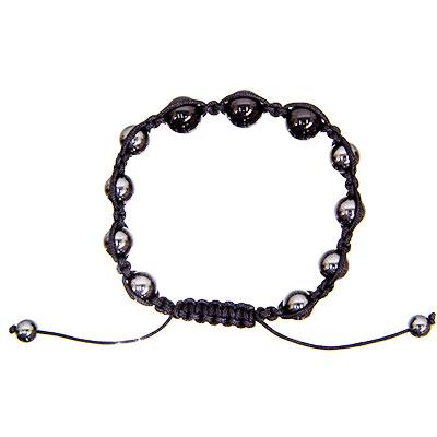 Bracelet, Magnetic Hematite/Tourmaline/Black Beads Corded