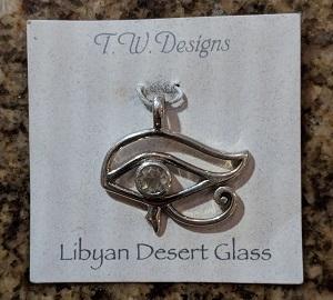 Pendant, The Eye of Horus, Libyan Desert Glass on SS
