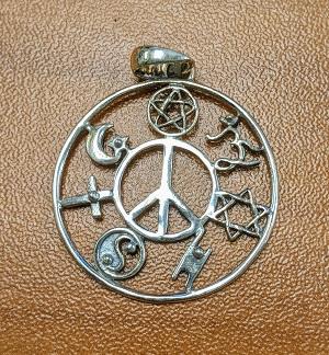 Pendant, Circle of Coexist Symbols in sterling silver