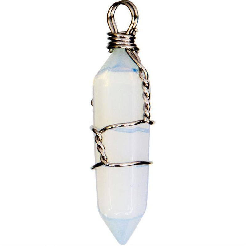 Pendant, Opalite Double Terminated Wire Wrapped Point
