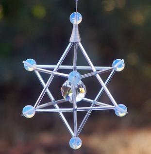 Pendulum-Gem Star Merkaba w/Large 10mm Opalite Beads
