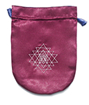 Pouch, Satin  6 x 8 Shri Yantra - Burgundy w/blue satin lining