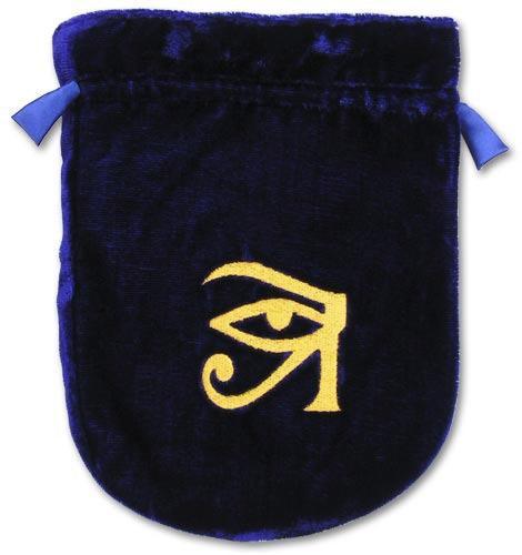 Pouch, Velvet 6 x 8 Eye of Horus - Blue w/blue satin lining