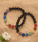 Bracelet, 7 Chakra Stone 8mm Gold - ForHeavenSake