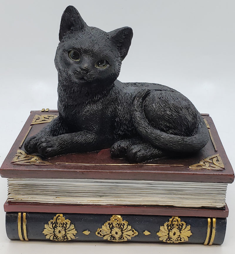 Box, Black Cat Sitting on Books  4.45 x 3.3 x 4.6