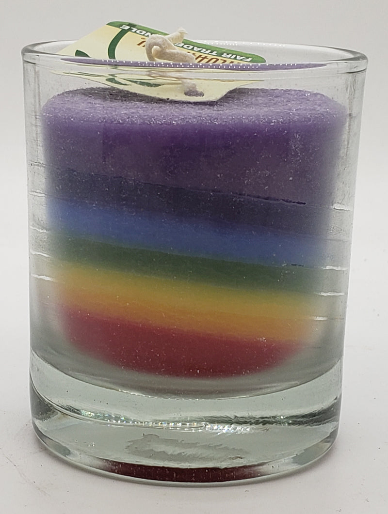 Candle Votive, Glass Chakra Rainbow Unscented