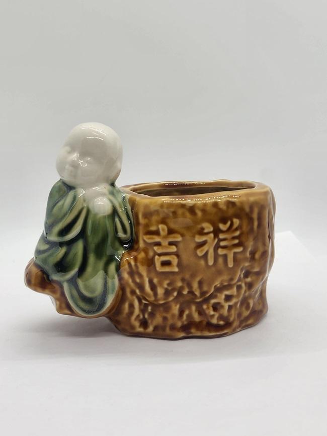 Bowl, Ceramic 3in. diameter x 3in. tall w/Buddha