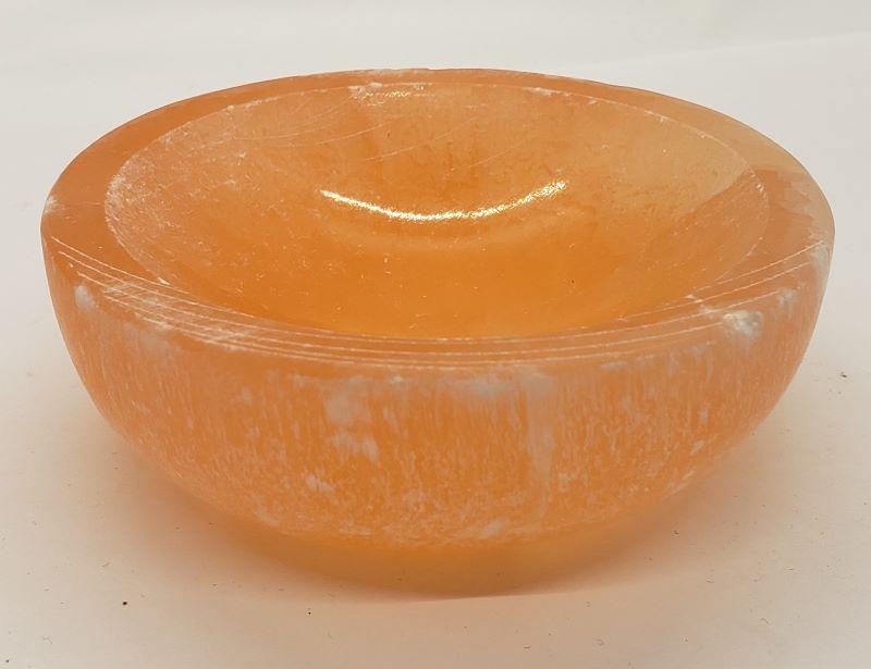 Bowl, Selenite/Orange Round  4in.