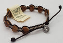 Bracelet, Brown/White Olive Woood Heart Woven