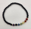 Bracelet, Chakra 7 Mini 4mm/Gold Bead