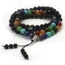 Bracelet, Chakra & Lava Bead Triple Wrap