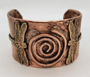 Bracelet, Copper Cuff 2 Dragonflies & Spiral