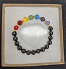 Bracelet, Gold Spacers Seven Chakra Stones 8mm on elastic band