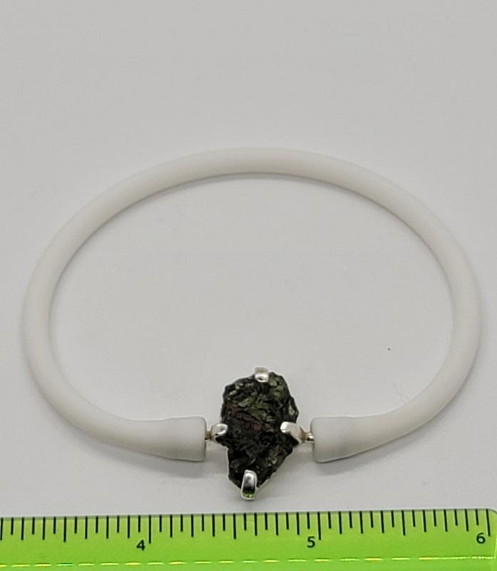 Bracelet, Moldavite Freeform Latex Rubber Band