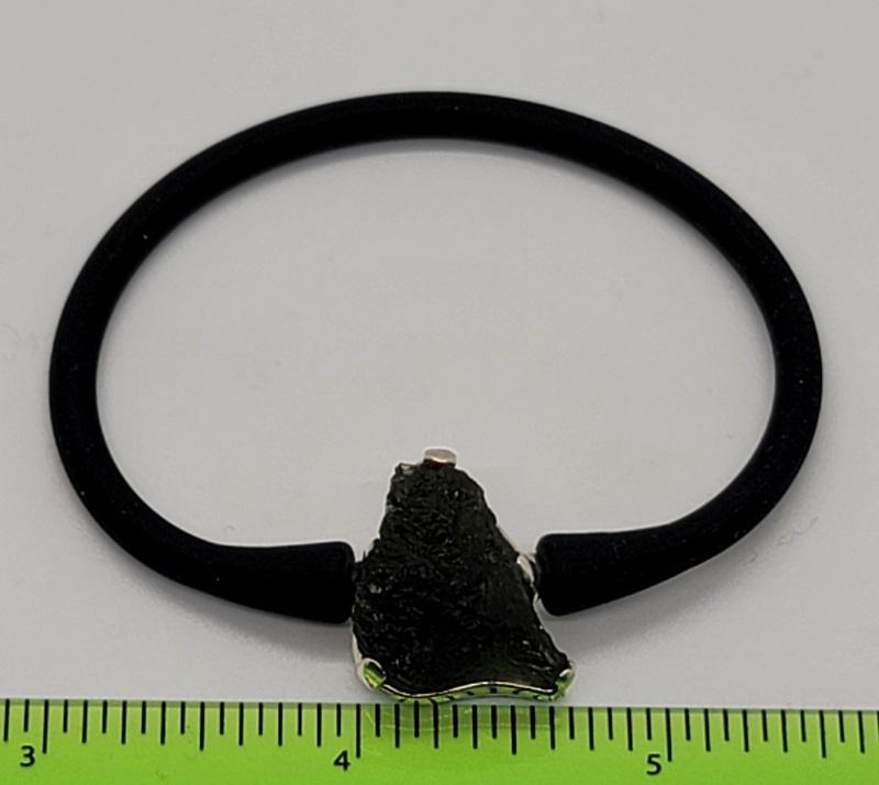 Bracelet, Moldavite Freeform Latex Rubber Band