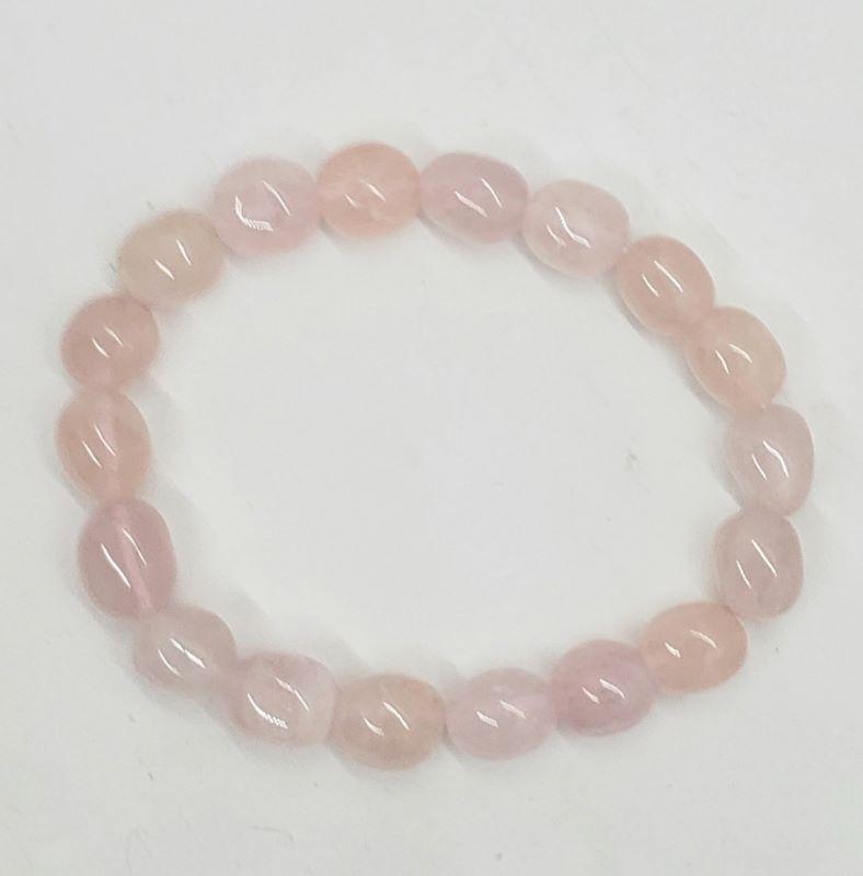 Bracelet, Quartz/Rose Rondelle  Beads 10mm