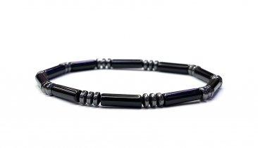 Tube Bead Bracelet with Hematite Spacers – Assorted 6-8mm long Stones