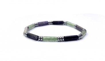Tube Bead Bracelet with Hematite Spacers – Assorted 6-8mm long Stones