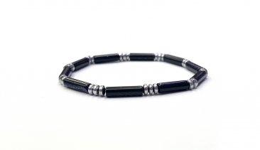 Tube Bead Bracelet with Hematite Spacers – Assorted 6-8mm long Stones