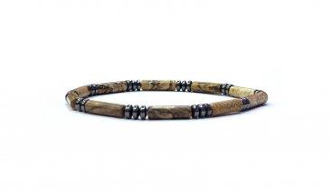 Tube Bead Bracelet with Hematite Spacers – Assorted 6-8mm long Stones