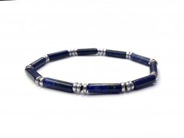Tube Bead Bracelet with Hematite Spacers – Assorted 6-8mm long Stones