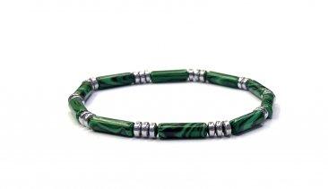 Tube Bead Bracelet with Hematite Spacers – Assorted 6-8mm long Stones
