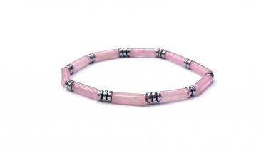 Tube Bead Bracelet with Hematite Spacers – Assorted 6-8mm long Stones
