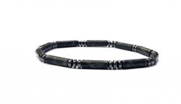 Tube Bead Bracelet with Hematite Spacers – Assorted 6-8mm long Stones
