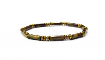 Tube Bead Bracelet with Hematite Spacers – Assorted 6-8mm long Stones
