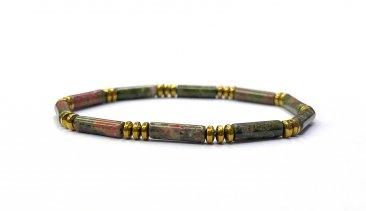 Tube Bead Bracelet with Hematite Spacers – Assorted 6-8mm long Stones