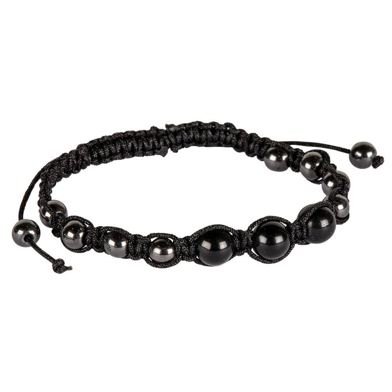 Bracelet, Tourmaline/Black 8mm - braided / adjustable