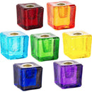Candle Holder, Mini Glass Cube w/Metal Insert