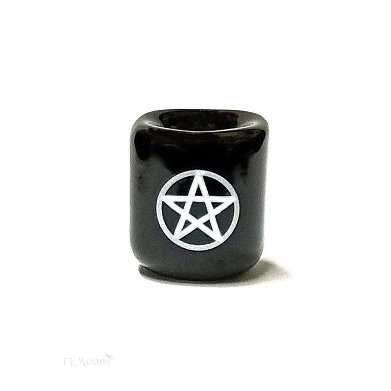 Candle Holder, Porcelain w/Pentacle Small