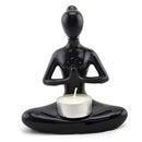 Candle Holder, Yoga Lady Prayer-Black