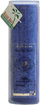 Candle Pillars, Chakra Jar 16oz. Indigo Unscented Visuddha candle