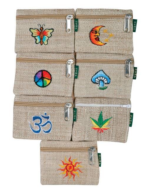 Coin Purse, Embroidered Hemp