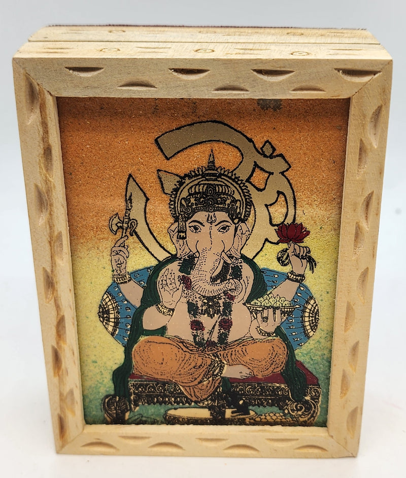 Box, Wood, Ganesh Painted on Glass