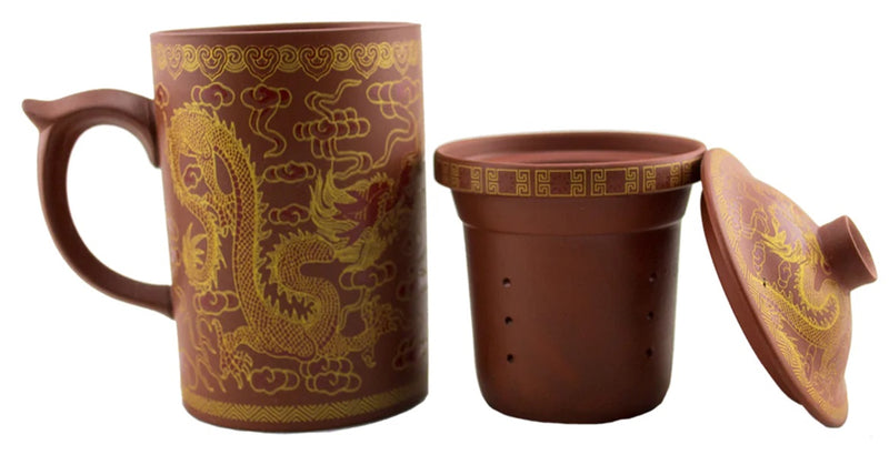 Mug, Strainer - Gold Dragon Brown Clay