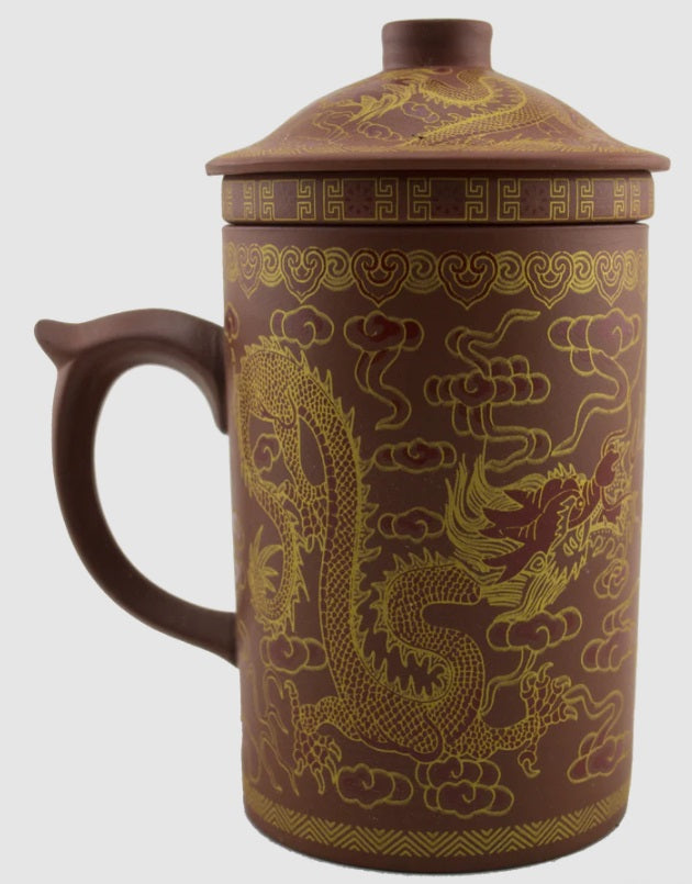 Mug, Strainer - Gold Dragon Brown Clay