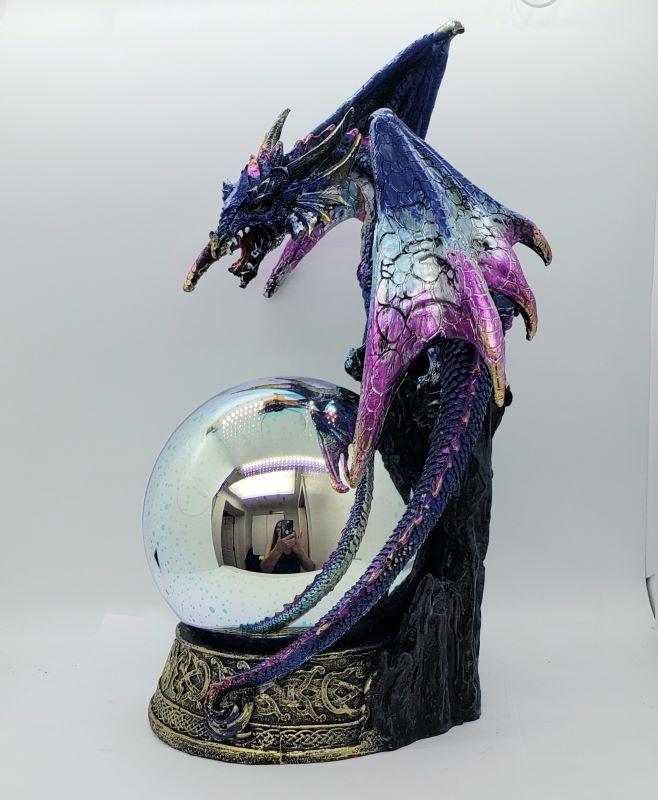 Dragon, w Crystal Ball Blue & Purple 12.5in. H.