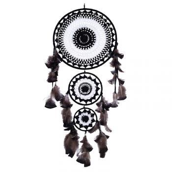 Dreamcatcher, 3-Tier Crochet, Black & White